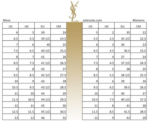 ysl mens size guide|YSL size chart men.